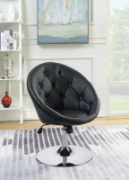 Contemporary Black Faux Leather Swivel Accent Chair
