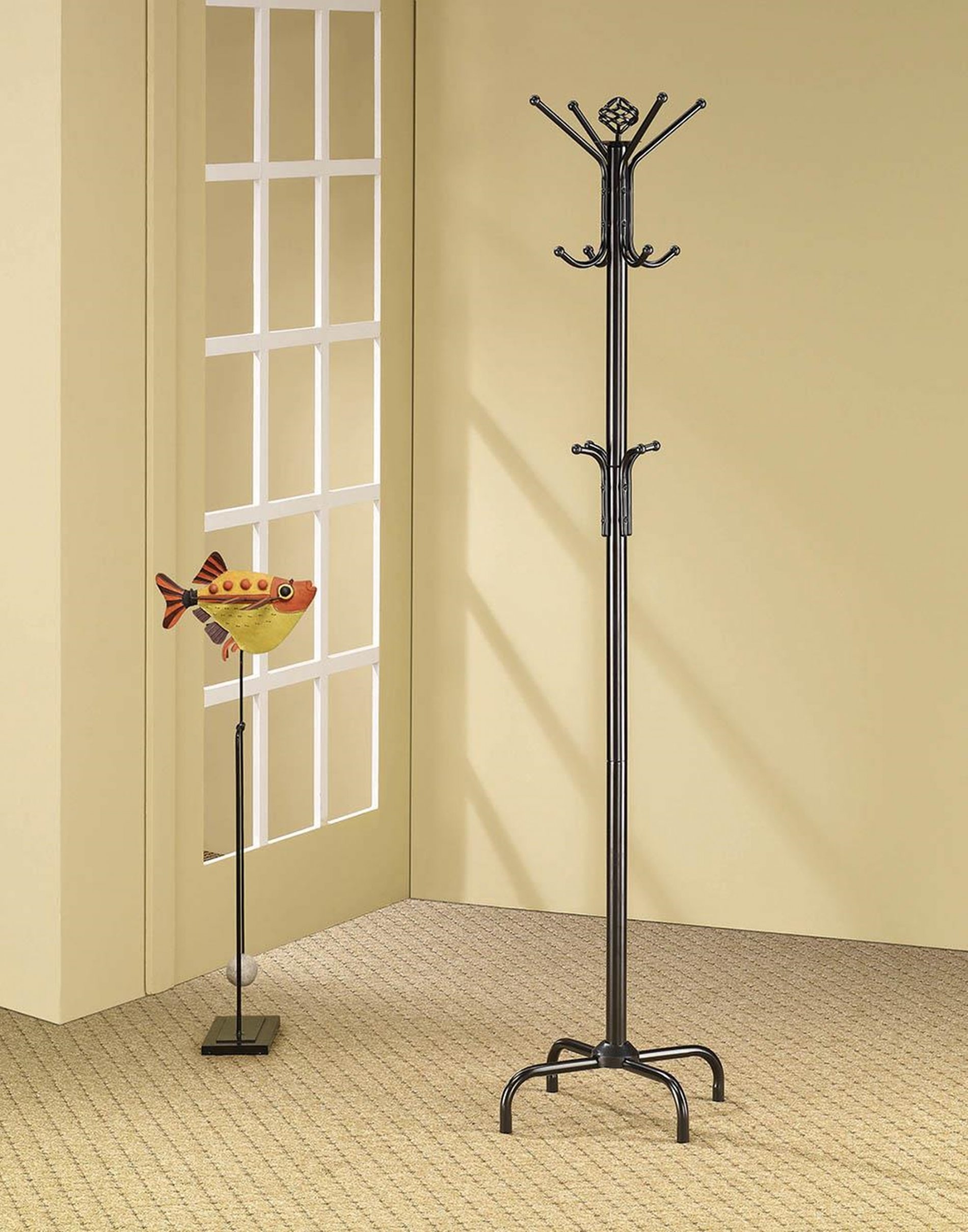 Contemporary Stain Black Coat Rack - Click Image to Close