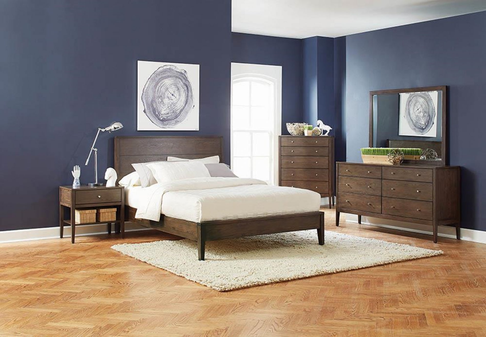 Lompoc Mid-Century Walnut Cal. King Bed - Click Image to Close