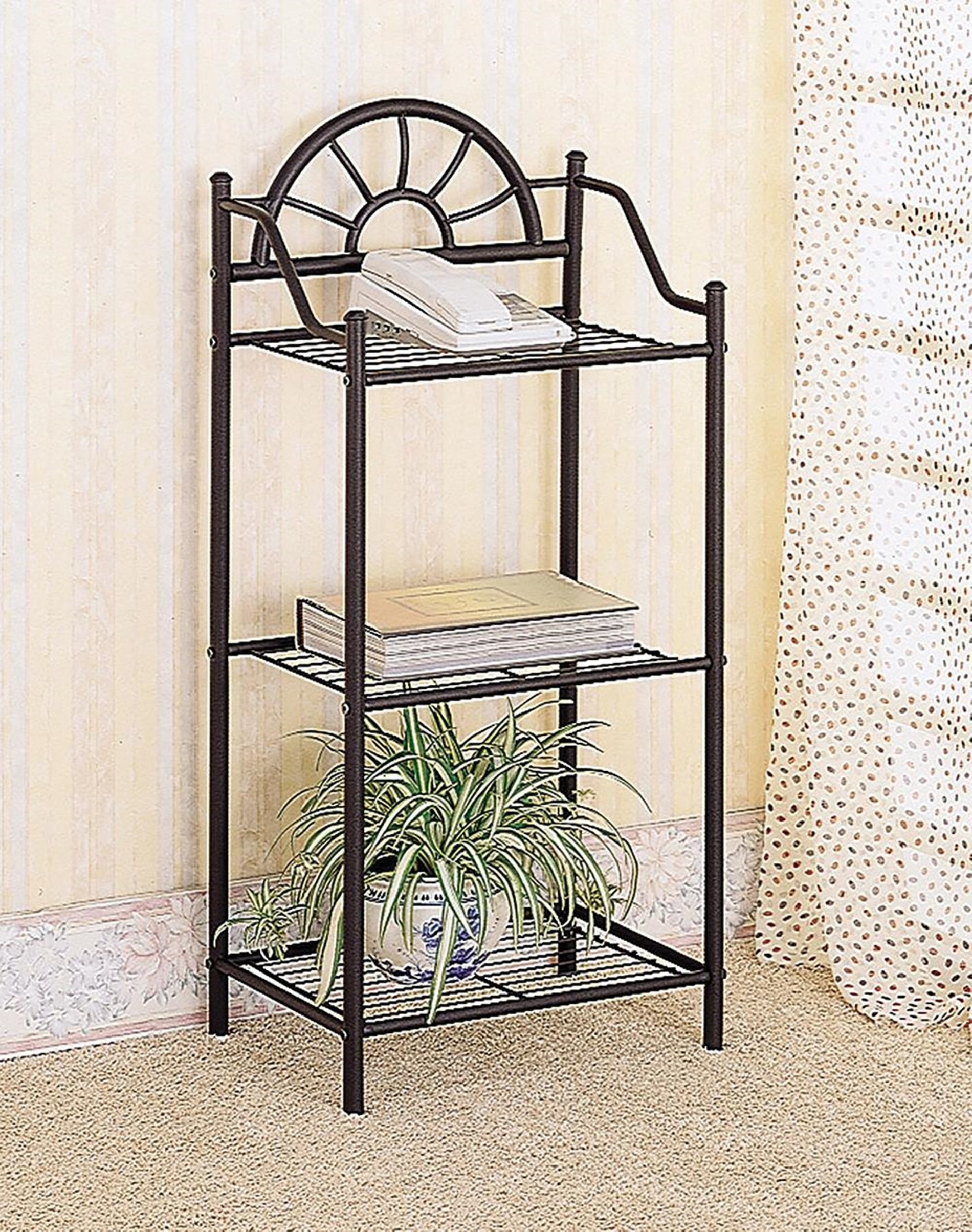 Traditional Black Three-Shelf Accent Table - Click Image to Close