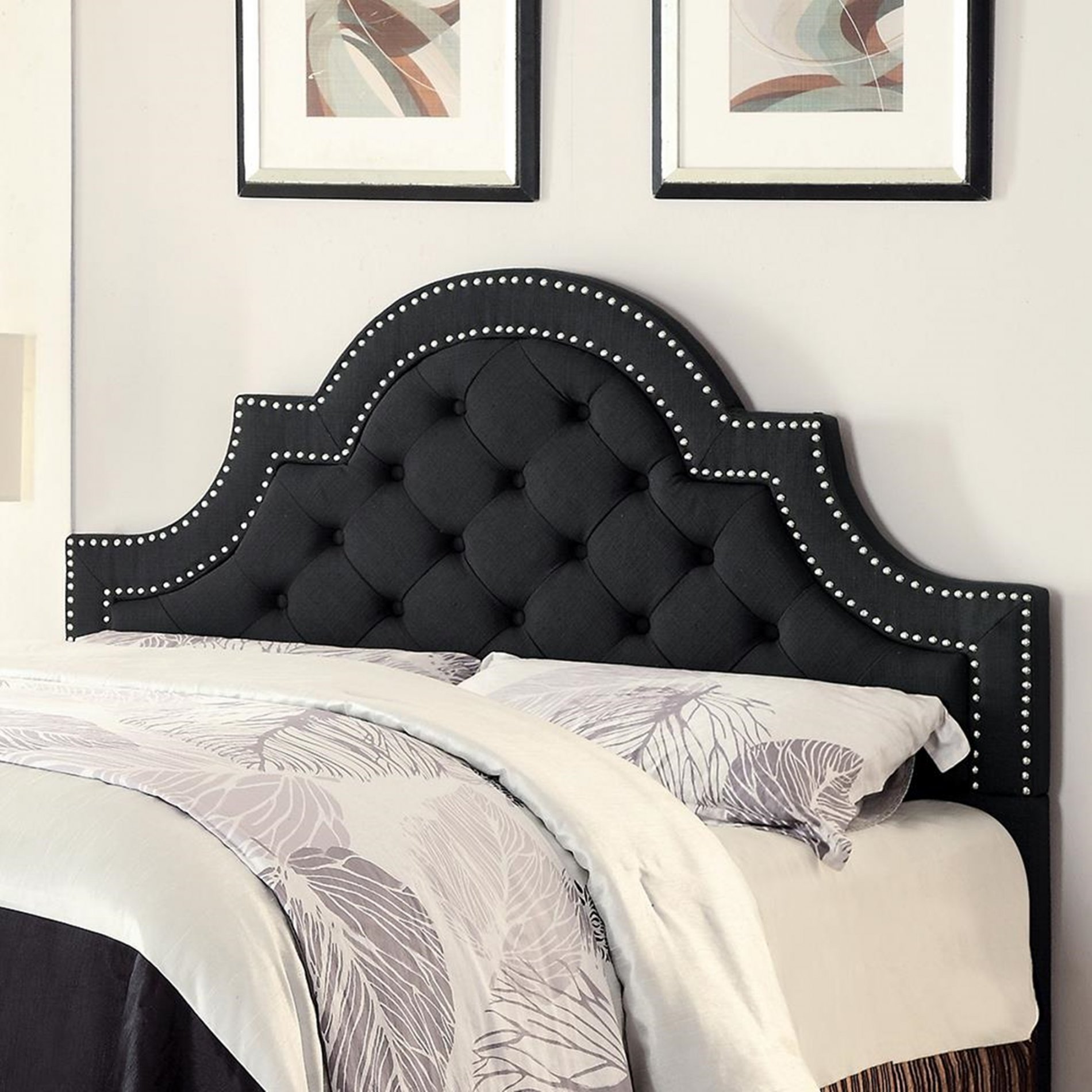 Ojai Charcoal Upholstered King Headboard - Click Image to Close