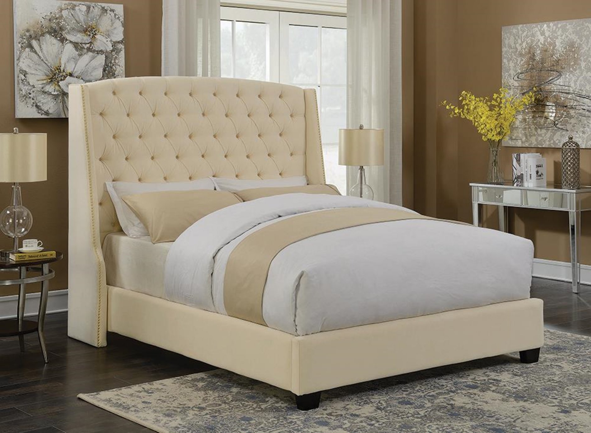 Pissarro Champagne Upholstered Cal. King Bed - Click Image to Close
