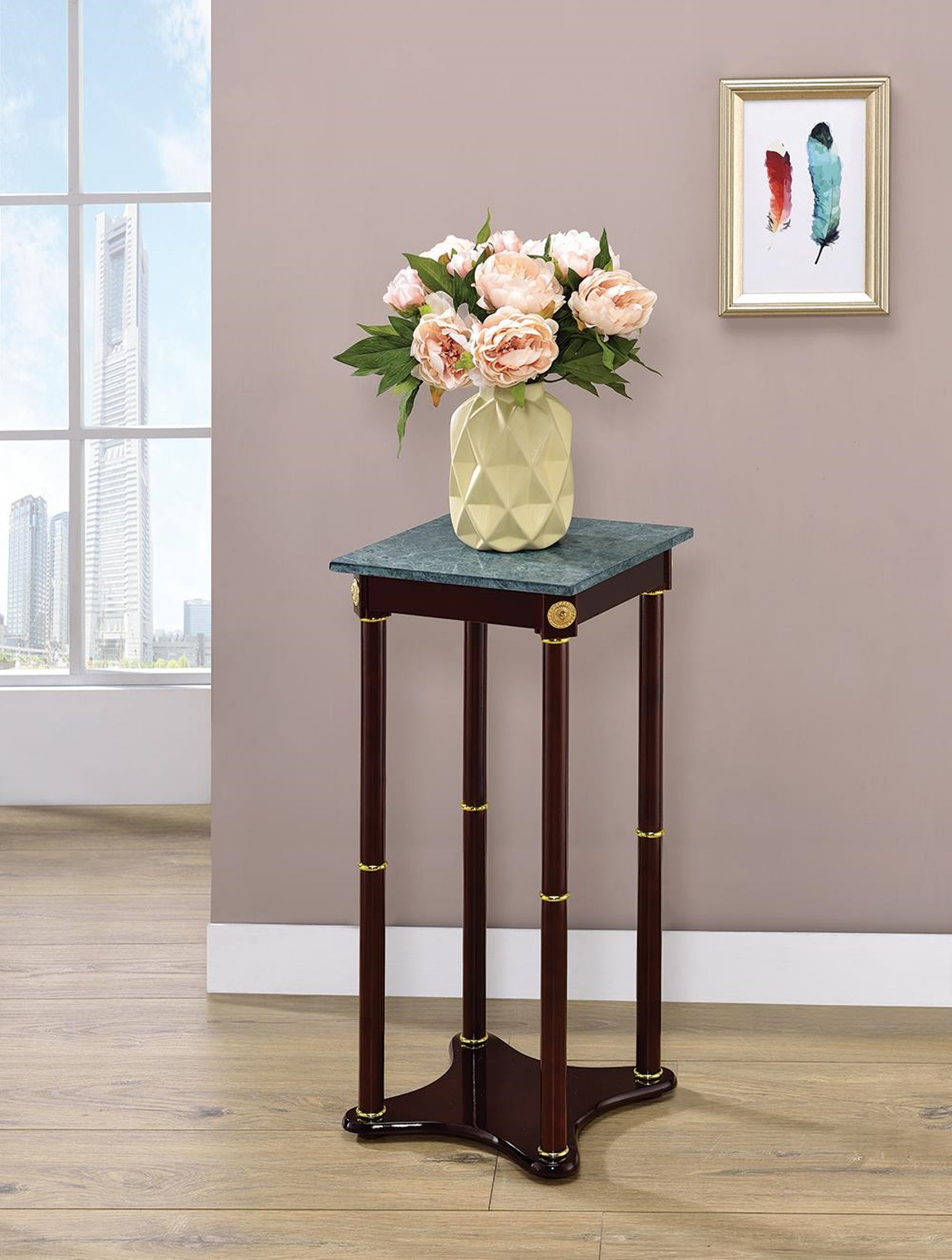 Traditional Merlot Square Plant Stand - Click Image to Close