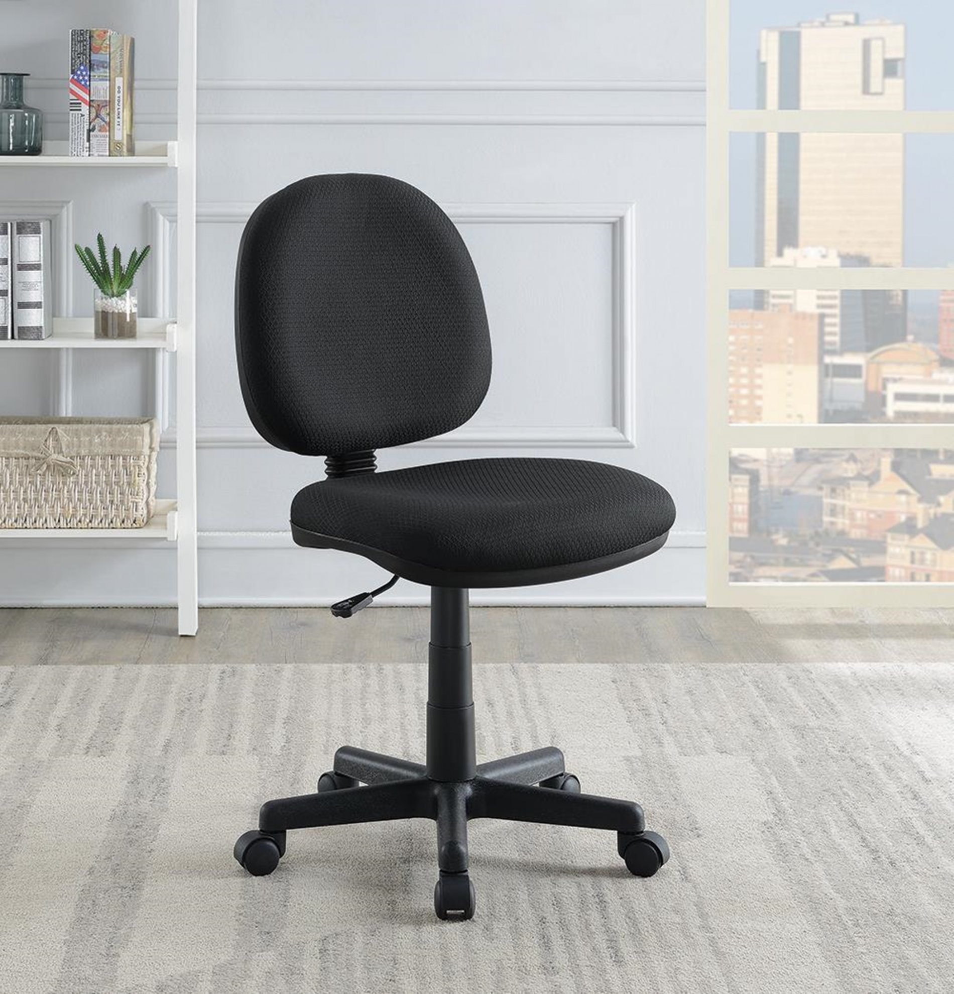 Casual Black Office Chair With Wheels - Click Image to Close