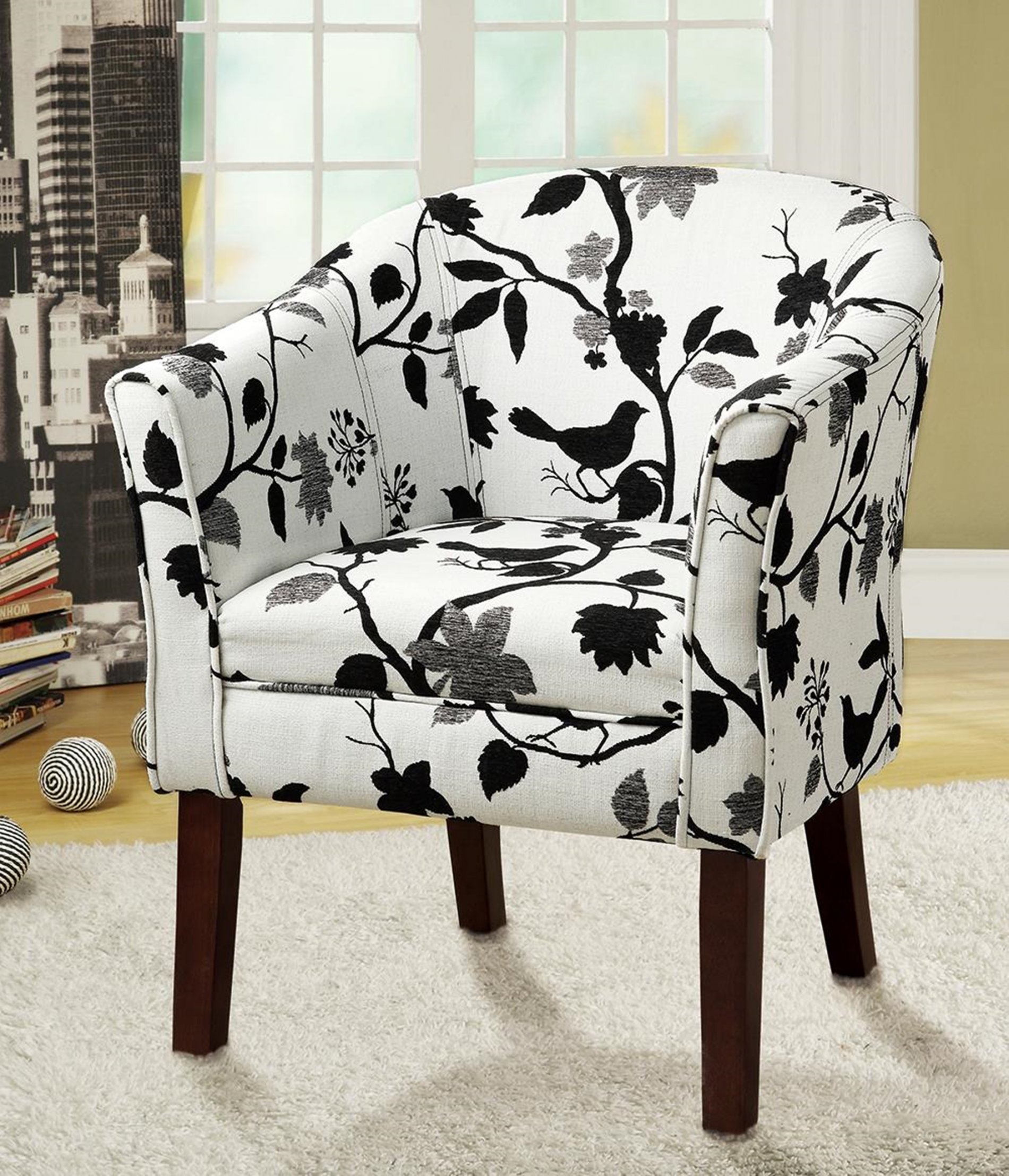 Playful Bird and Branch Accent Chair - Click Image to Close