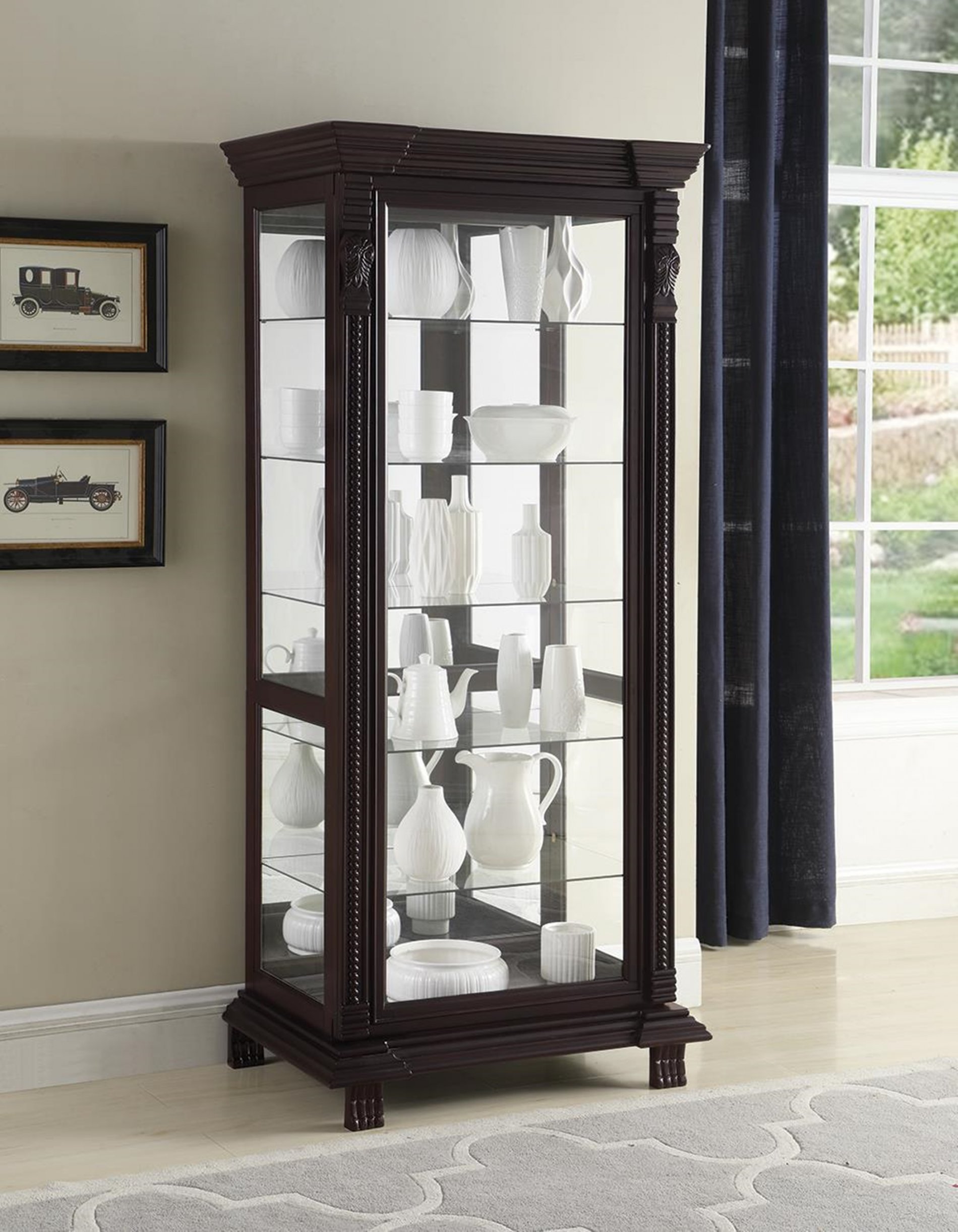 Traditional Brown Curio Cabinet - Click Image to Close