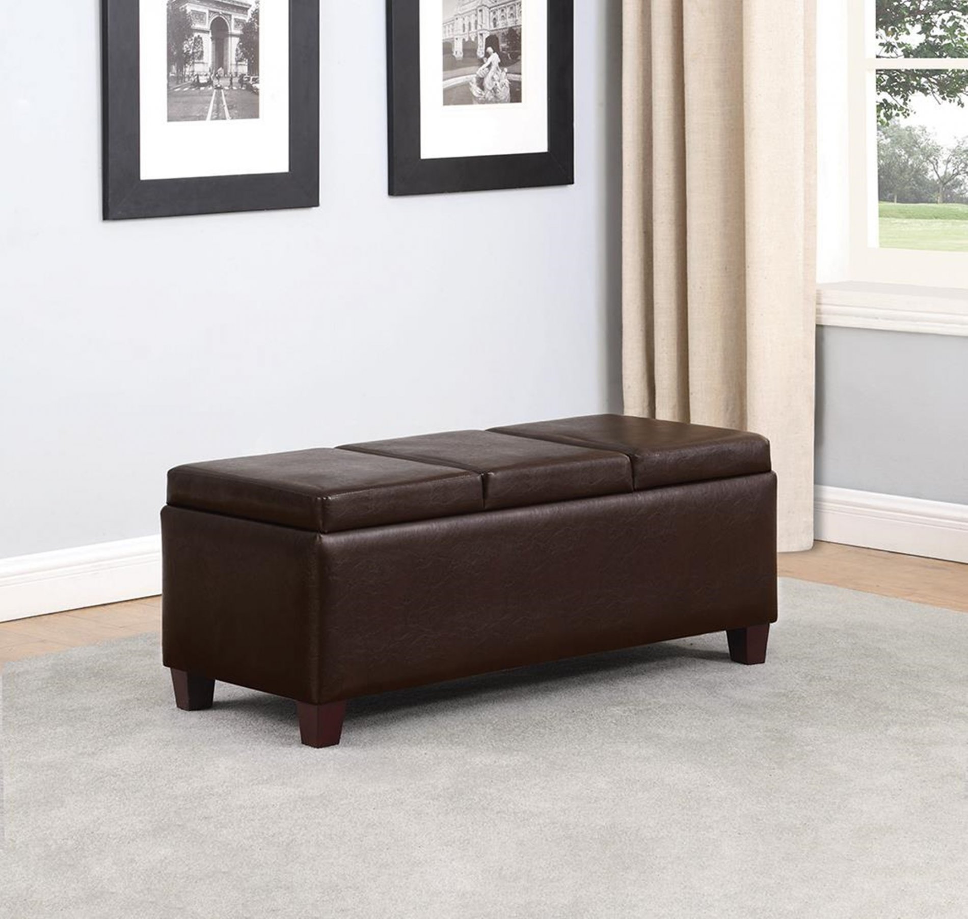 Casual Dark Brown Serving Ottoman - Click Image to Close
