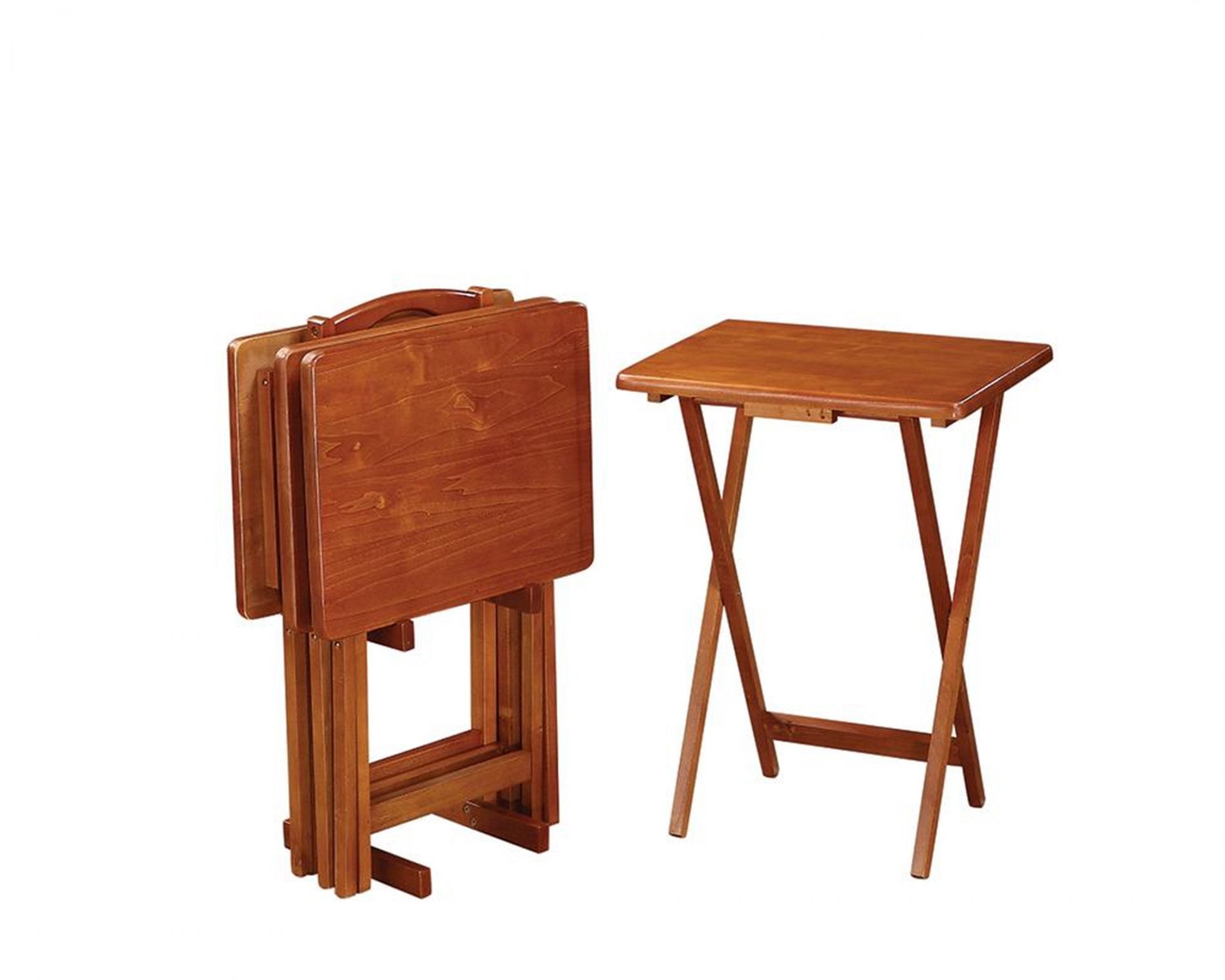 Brown Tray Table Set With Stand - Click Image to Close
