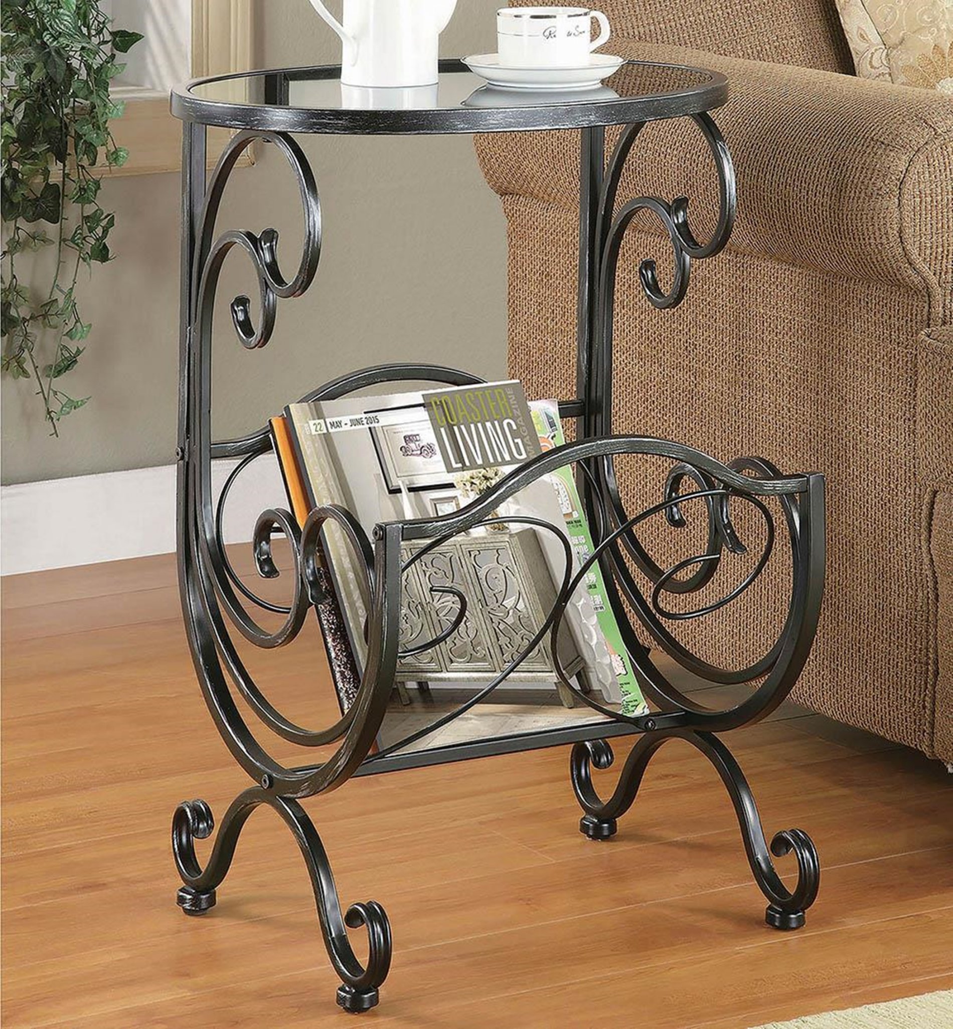 Traditional Metal and Glass Accent Table - Click Image to Close