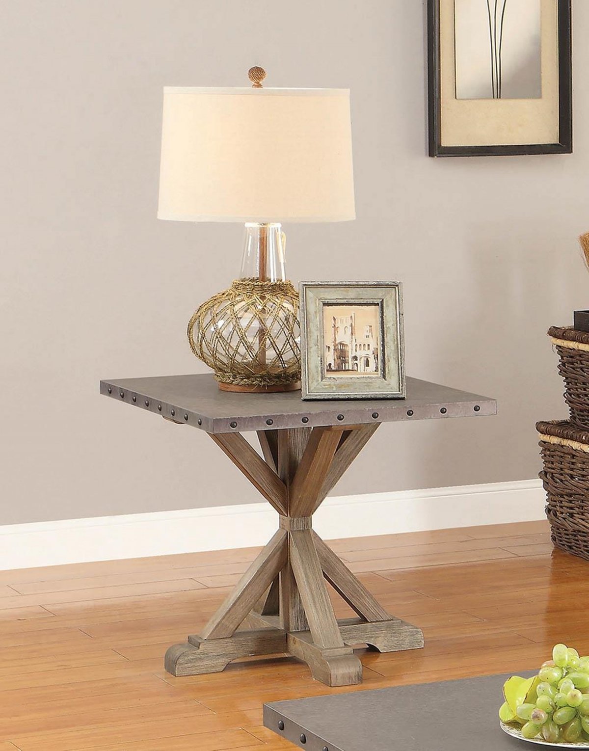 Industrial Driftwood End Table