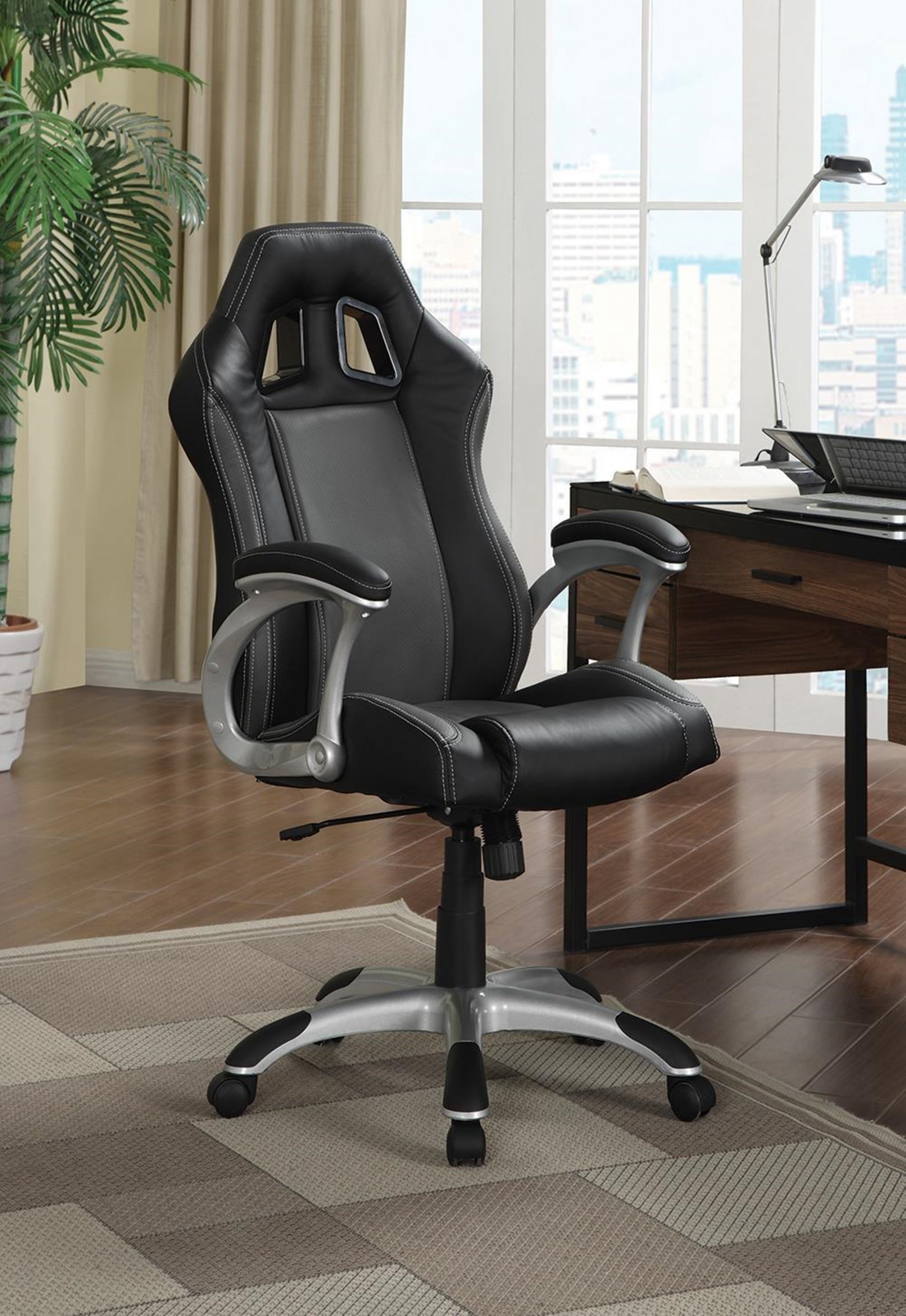 Contemporary Black and Grey Office Chair - Click Image to Close