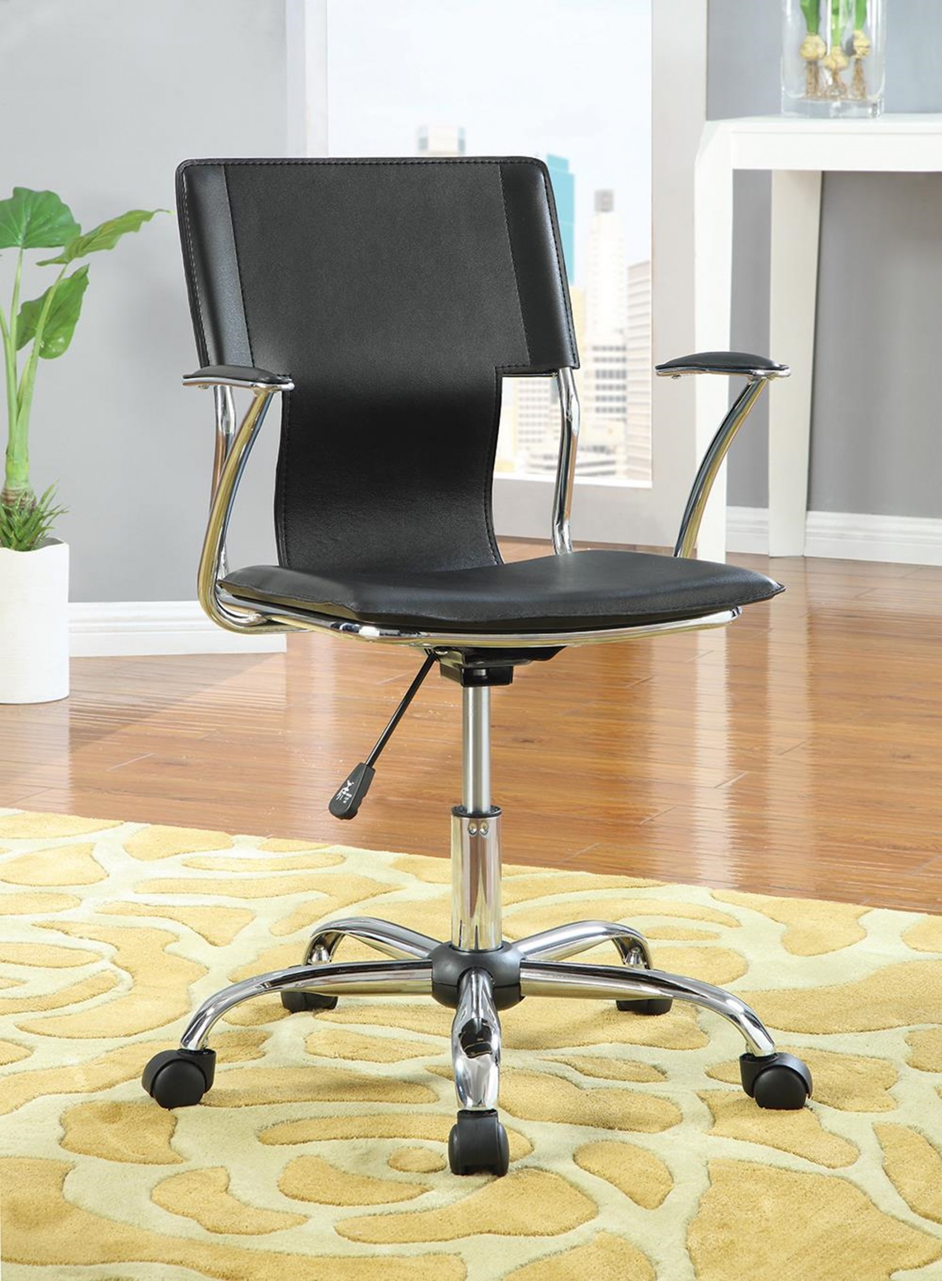 Contemporary Black Adjustable Office Chair - Click Image to Close