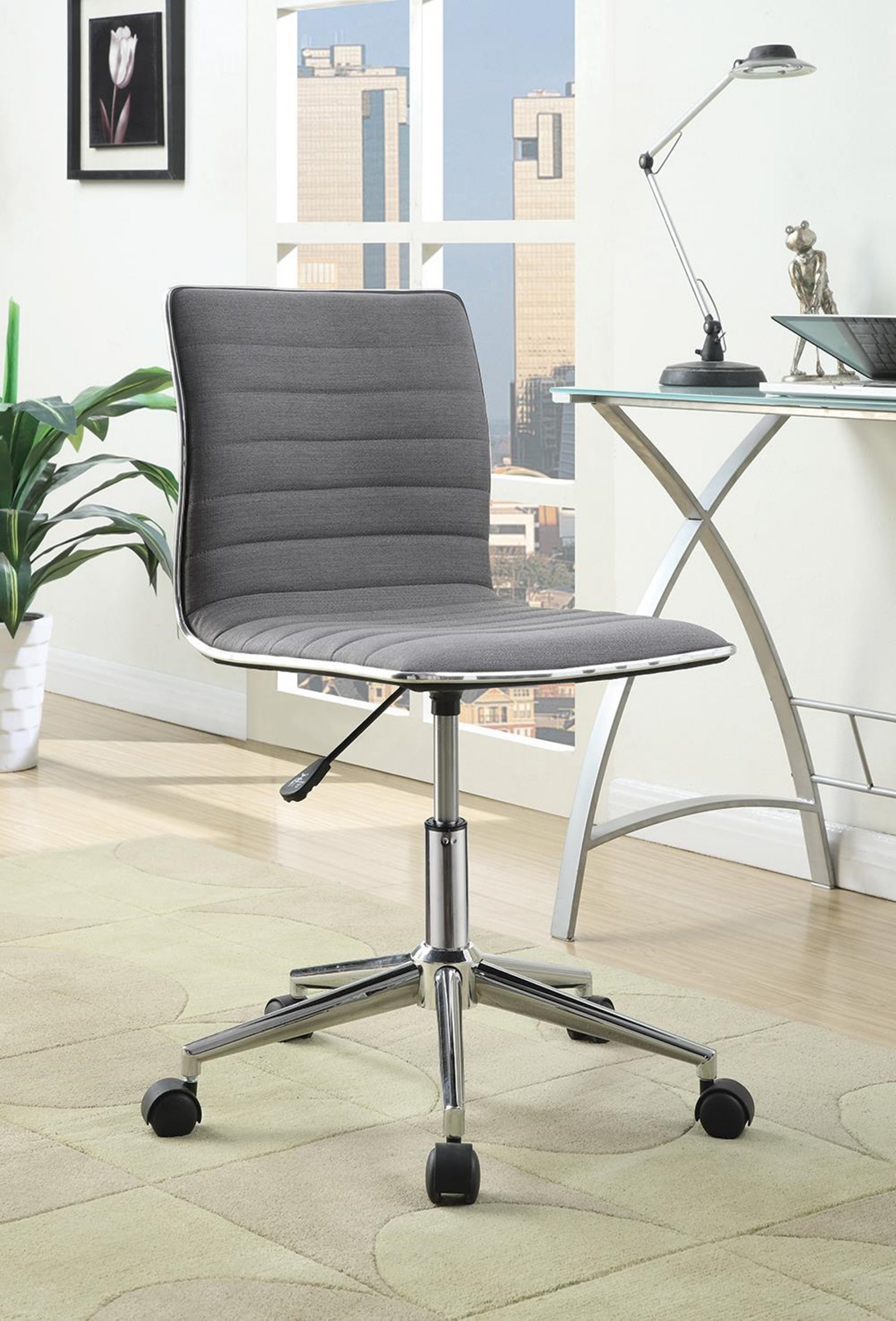 Modern Grey and Chrome Home Office Chair - Click Image to Close