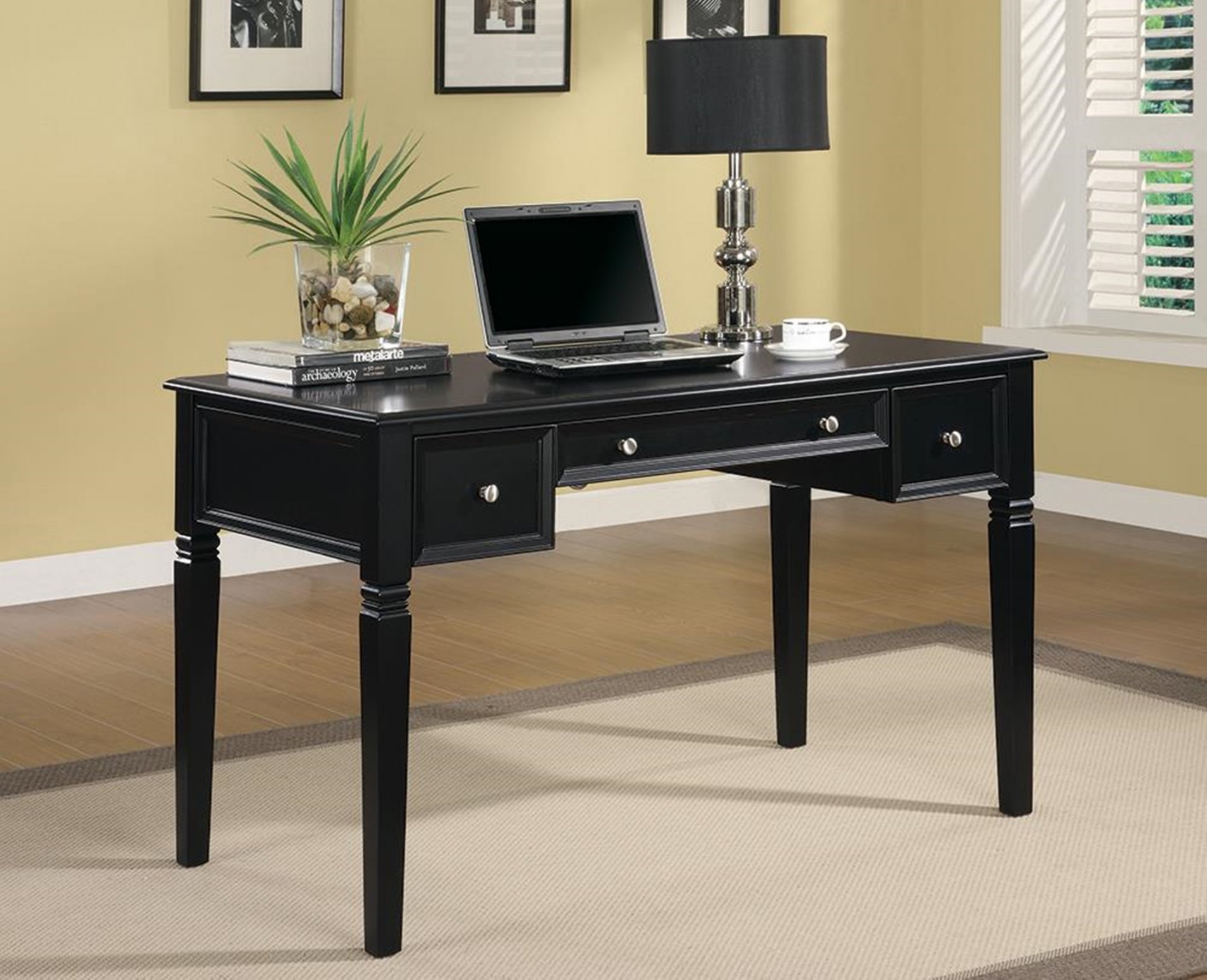 Transitional Black Writing Desk - Click Image to Close