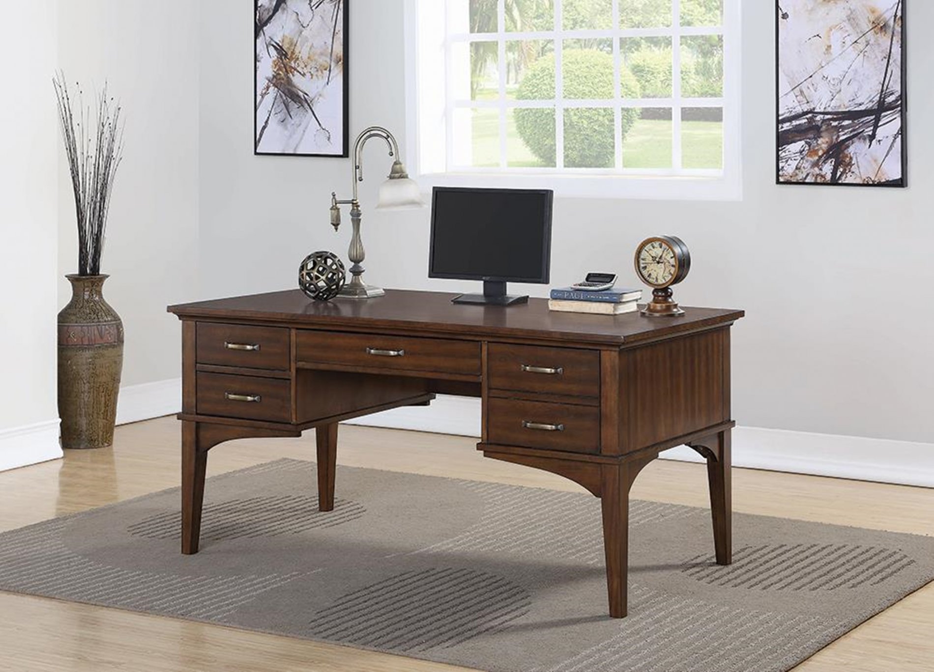 Craftsman Golden Brown Office Desk - Click Image to Close