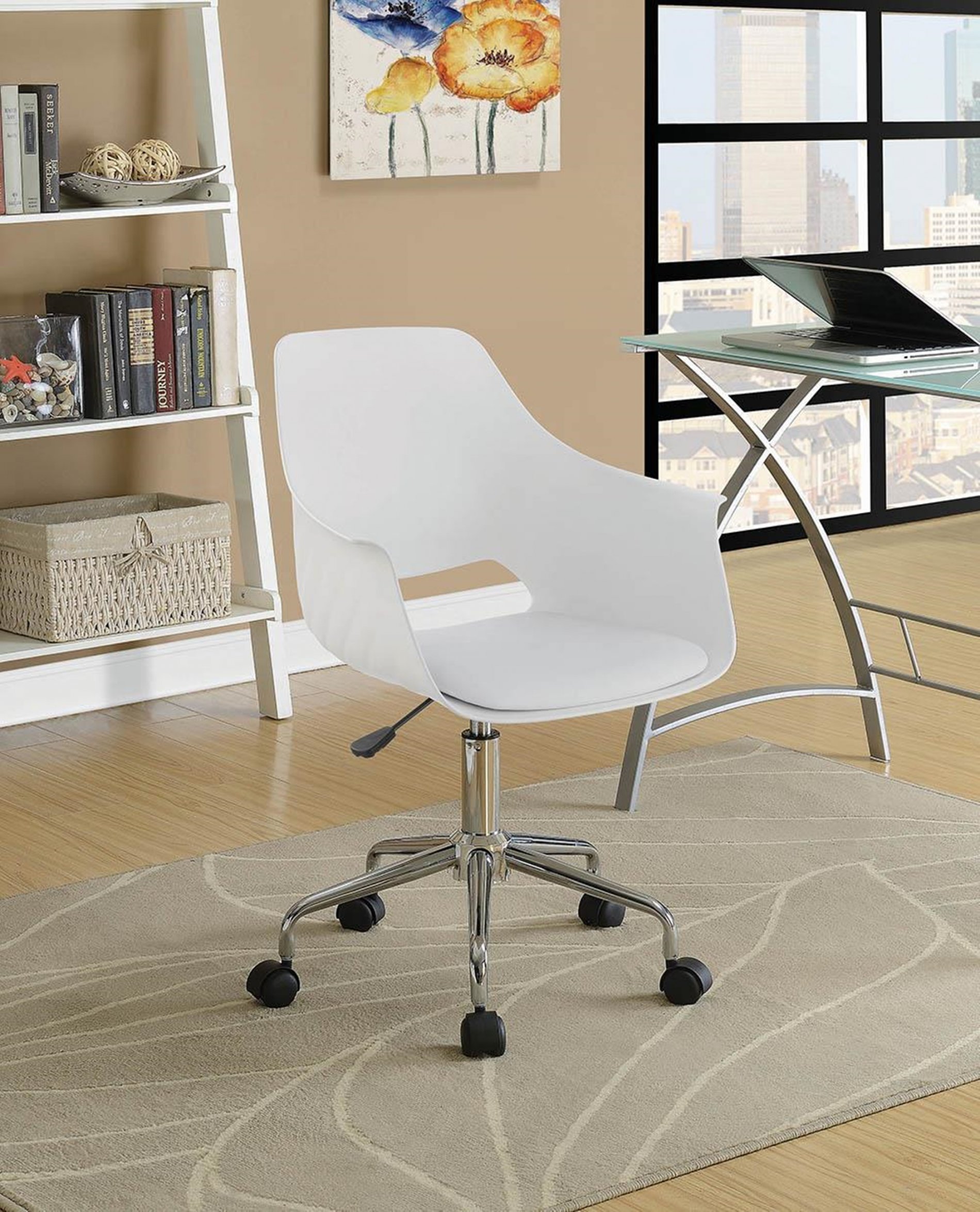 Contemporary White Office Chair - Click Image to Close