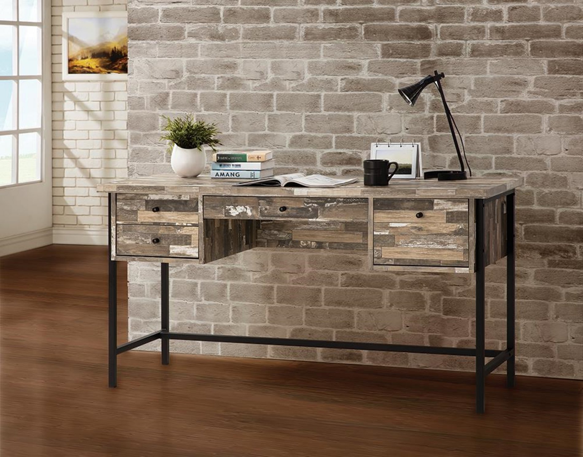 Industrial Salvaged Cabin Writing Desk - Click Image to Close