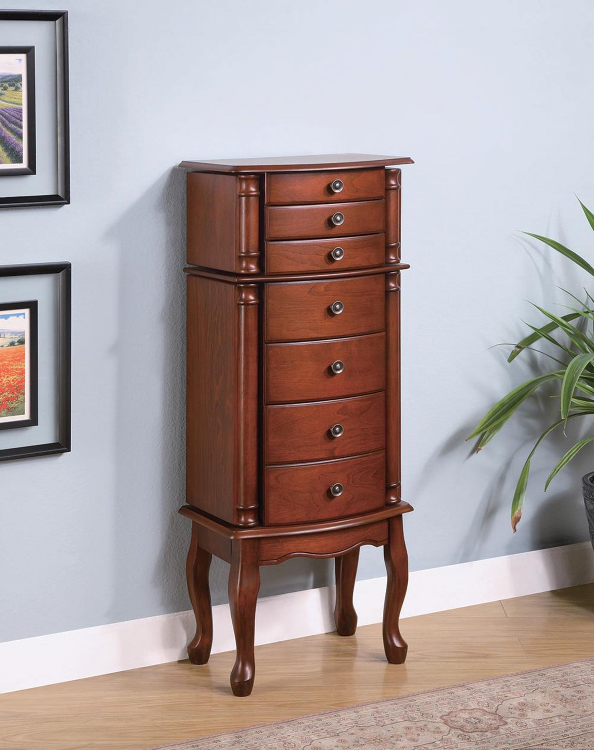Transitional Warm Brown Jewelry Armoire - Click Image to Close
