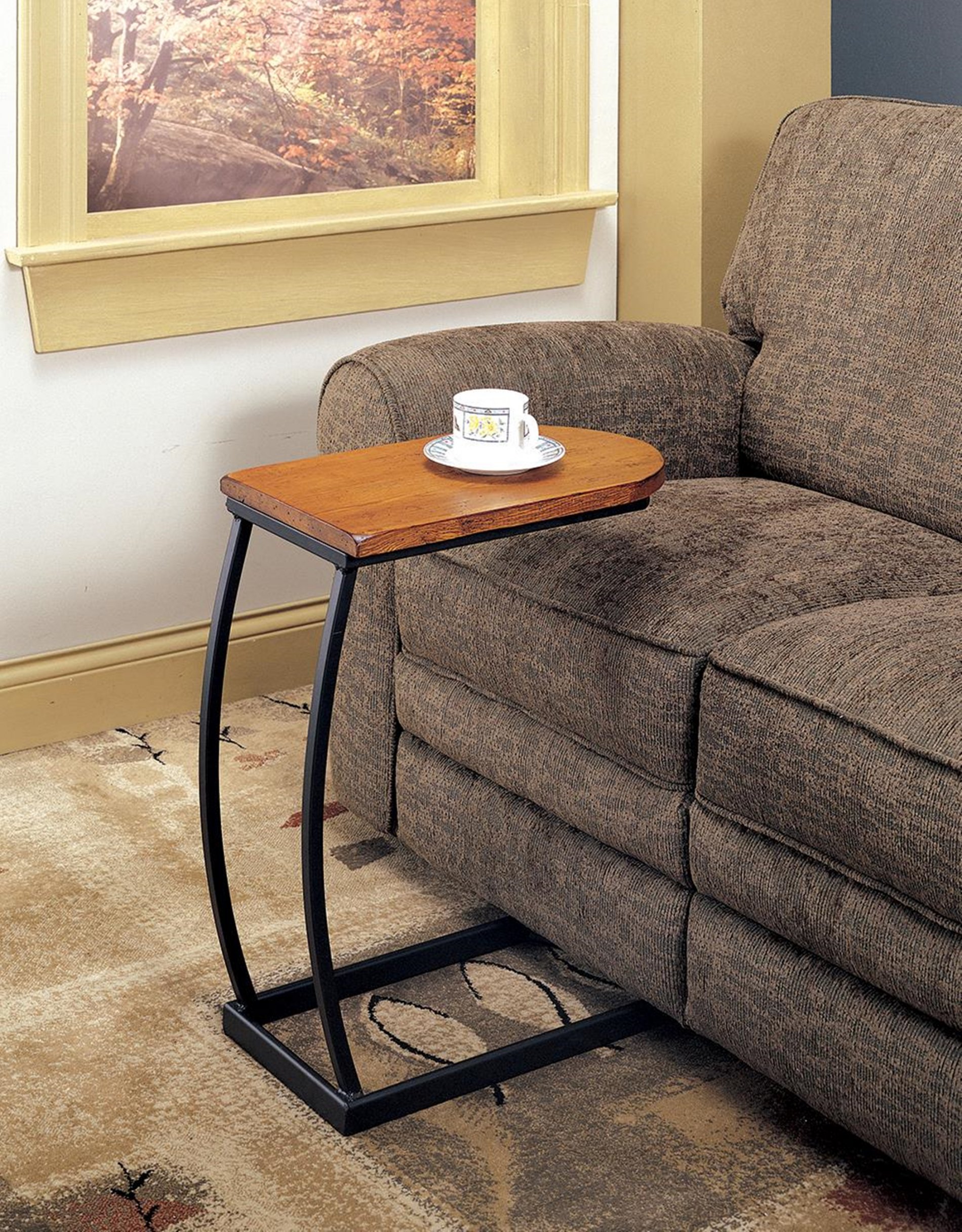 Transitional Brown and Black Accent Table - Click Image to Close