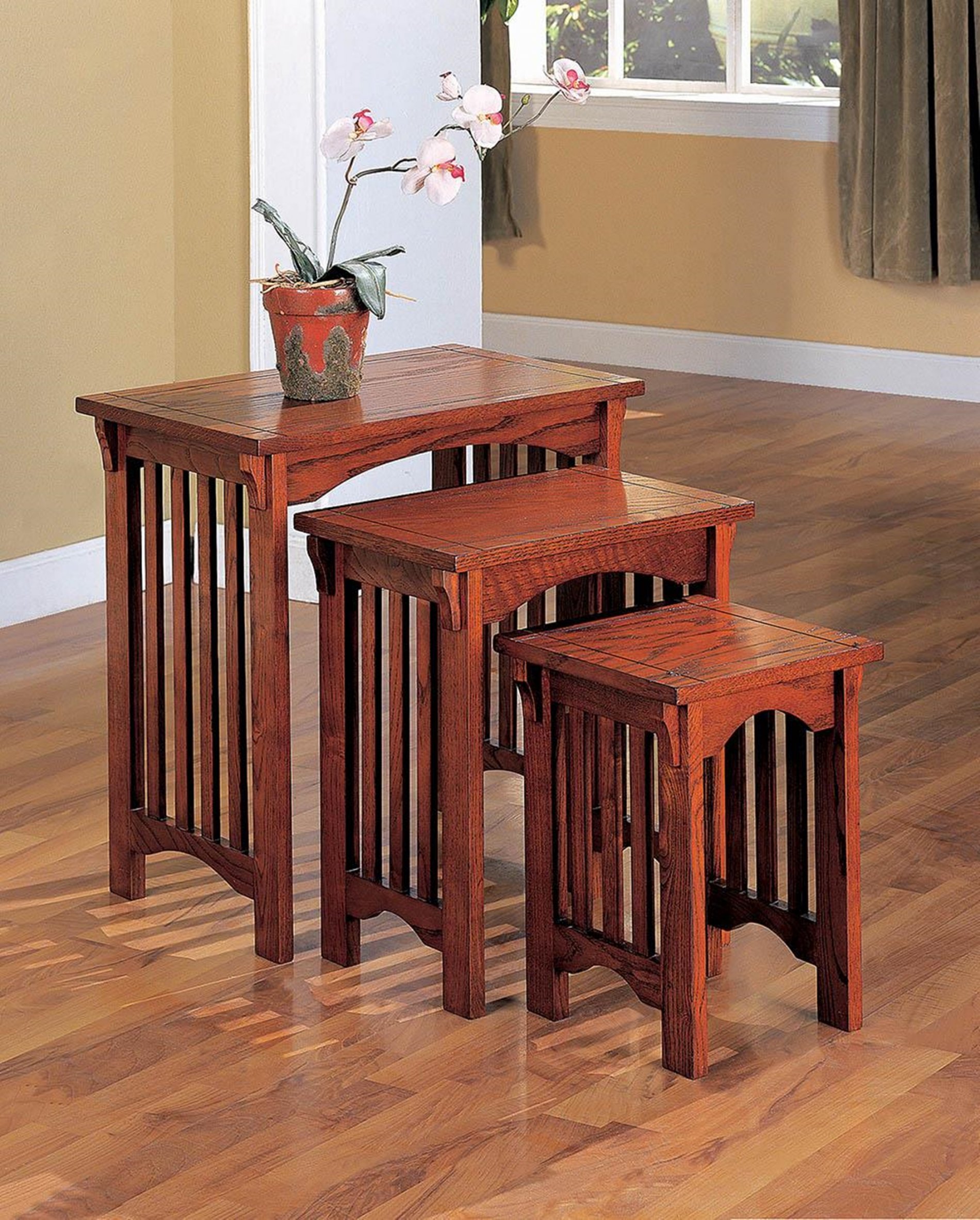 Warm Brown Three-Piece Nesting Table Set - Click Image to Close
