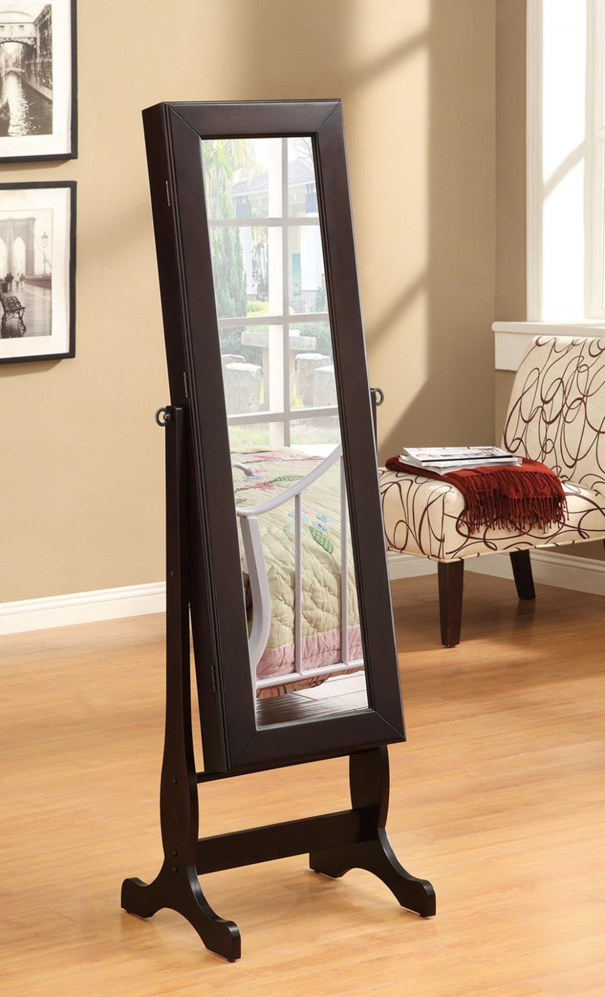 Capp. Cheval Mirror and Jewelry Armoire