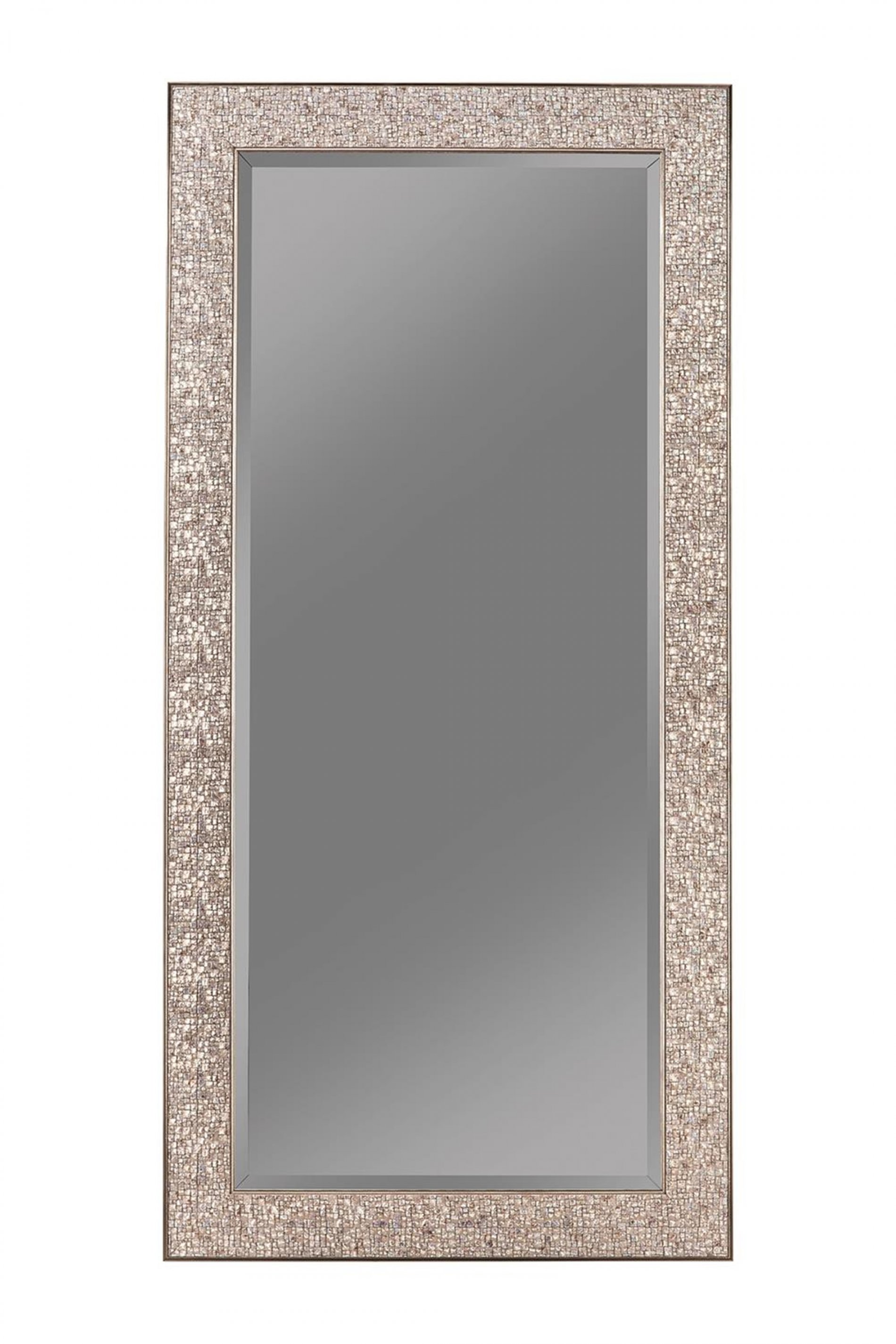 Transitional Silver Mosaic Rectangular Mirror - Click Image to Close