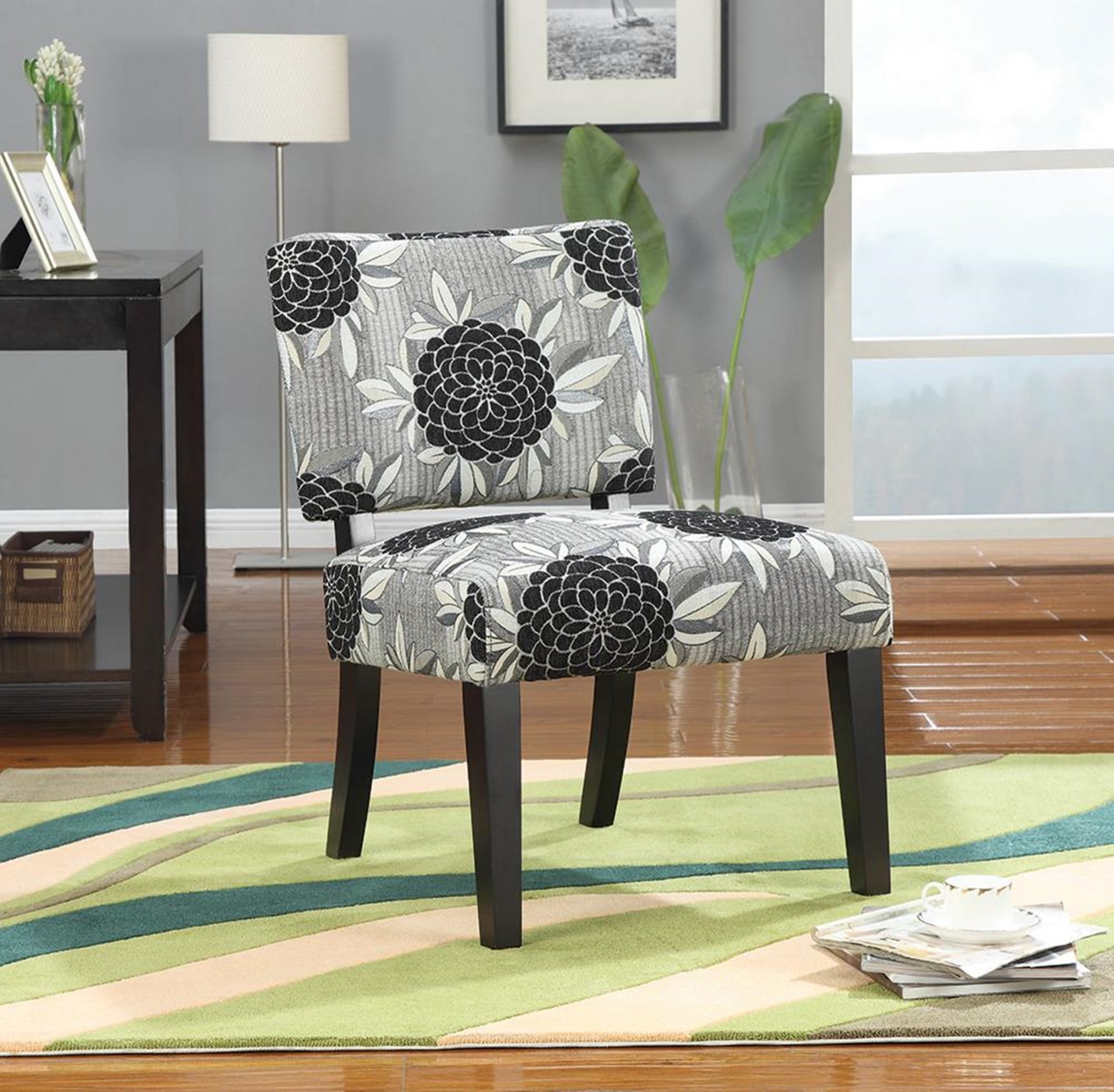 Casual White Grey and Black Accent Chair - Click Image to Close