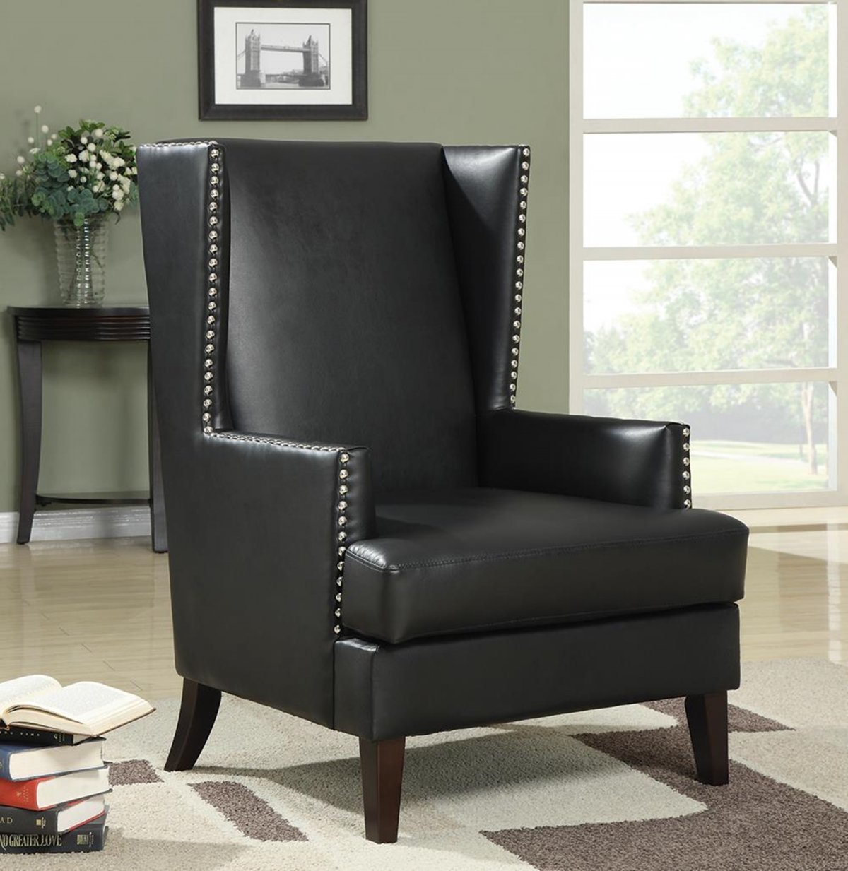 Traditional Black Accent Chair