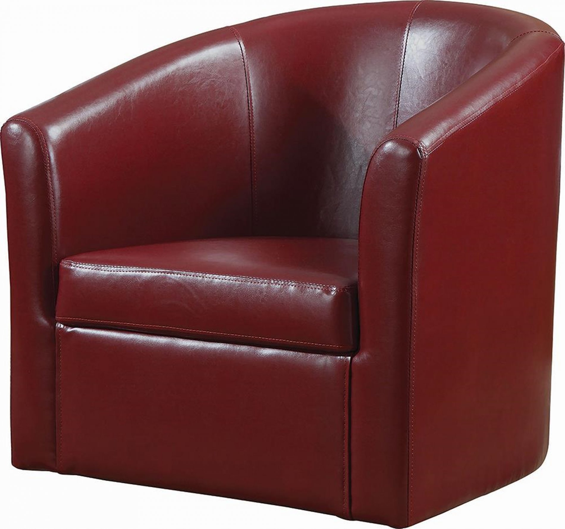 Contemporary Faux Leather Red Accent Chair - Click Image to Close