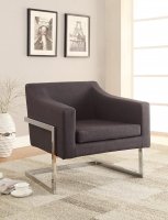 Contemporary Grey and Chrome Accent Chair
