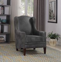 Traditional Grey and Capp. Accent Chair