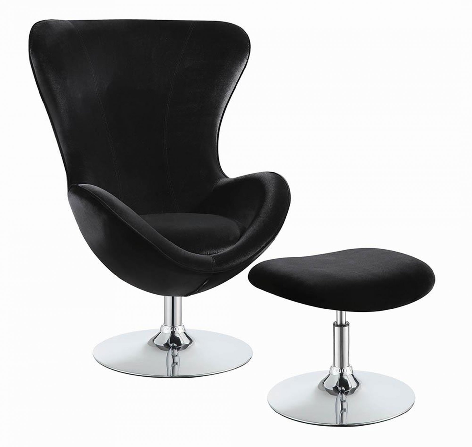 Black and Chrome Chair and Ottoman - Click Image to Close
