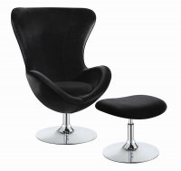 Black and Chrome Chair and Ottoman