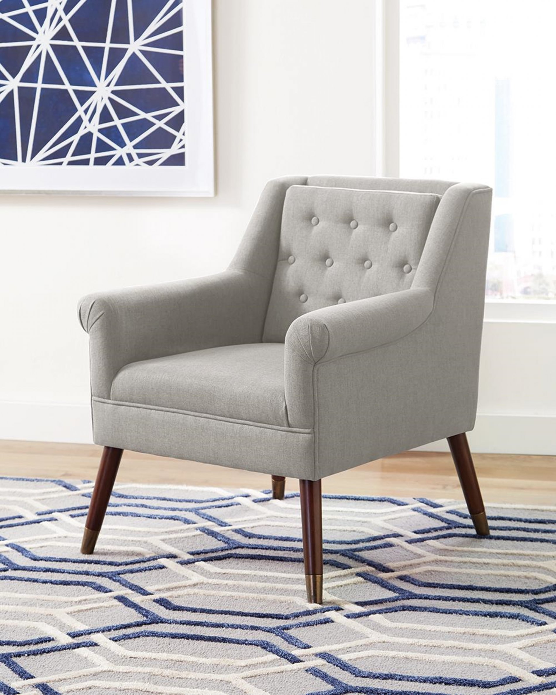 Upholstered Light Grey Accent Chair - Click Image to Close