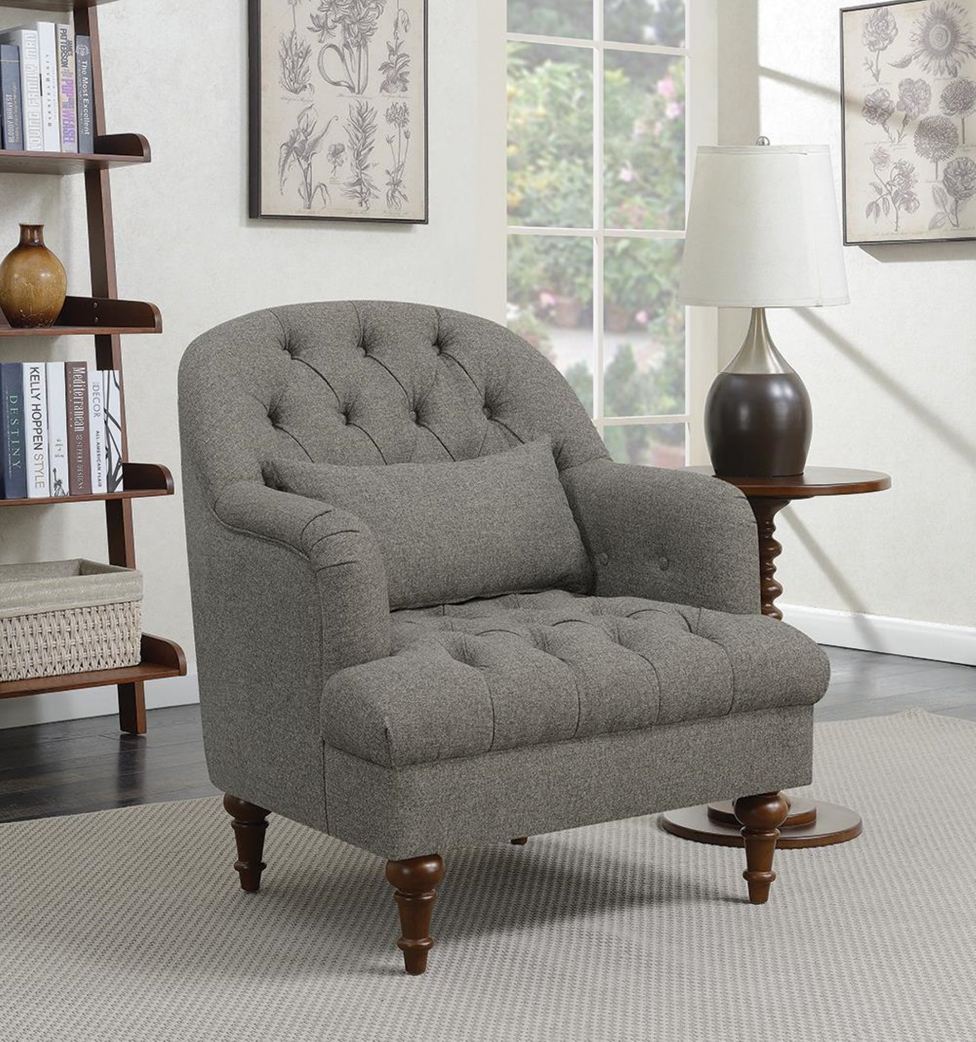 Traditional Dark Grey Accent Chair - Click Image to Close