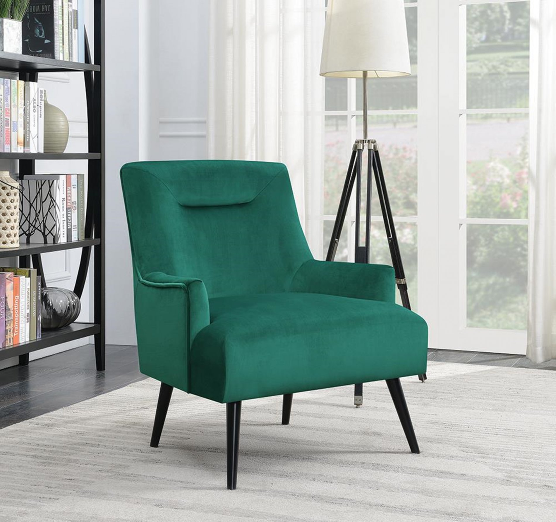 Mid-Century Modern Green Accent Chair - Click Image to Close