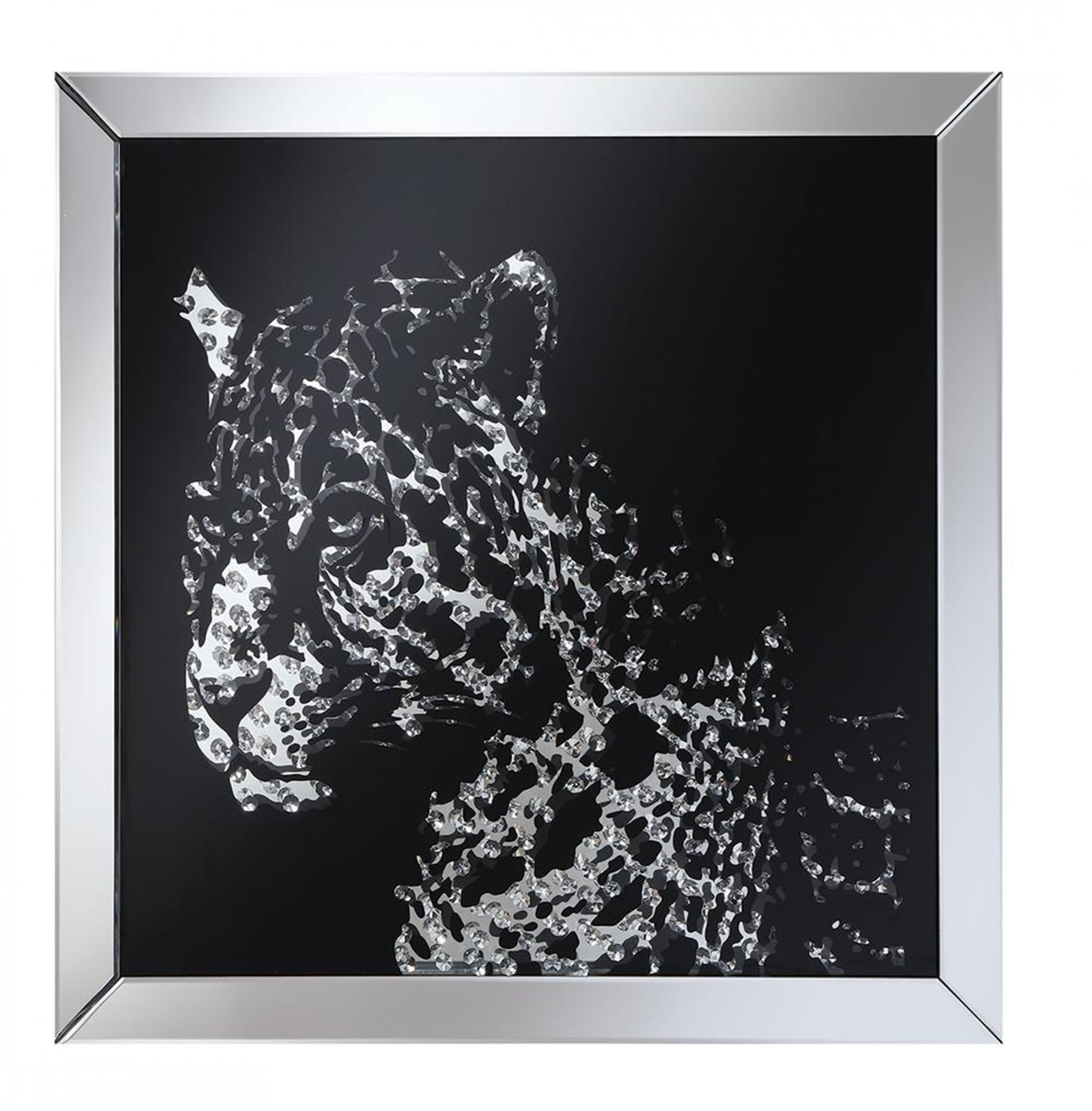 Contemporary Black Leopard Wall Mirror - Click Image to Close