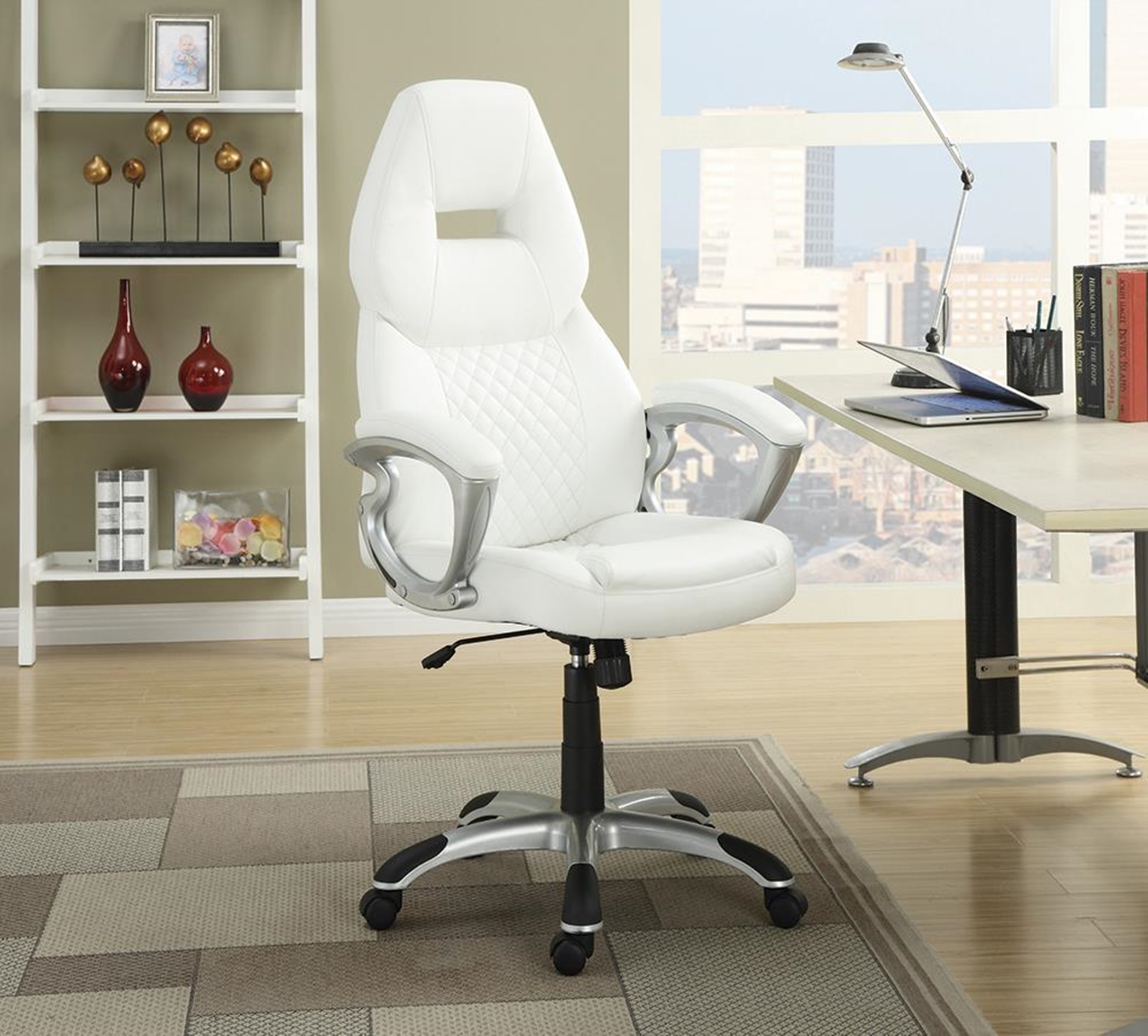 Contemporary White Office Chair - Click Image to Close