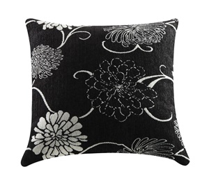 905012 Accent Pillow (Black/White Floral) - Click Image to Close