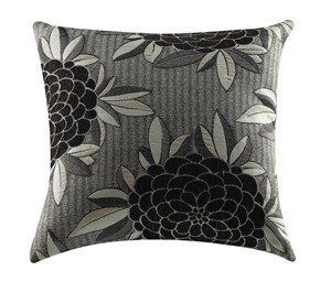 905014 Accent Pillow (Black/White Floral) - Click Image to Close