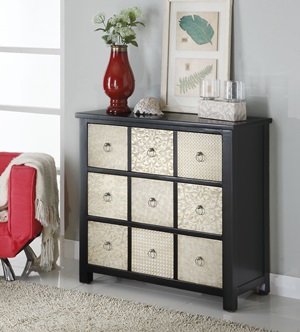 950117 Accent Cabinet (Cappuccino/Pewter) - Click Image to Close