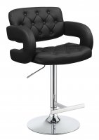 Contemporary Black Faux Leather Adjustable Bar Stool
