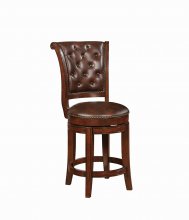 Traditional Warm Brown Swivel Counter-Height Stool