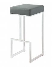 Contemporary Chrome and Grey 29in. Bar Stool