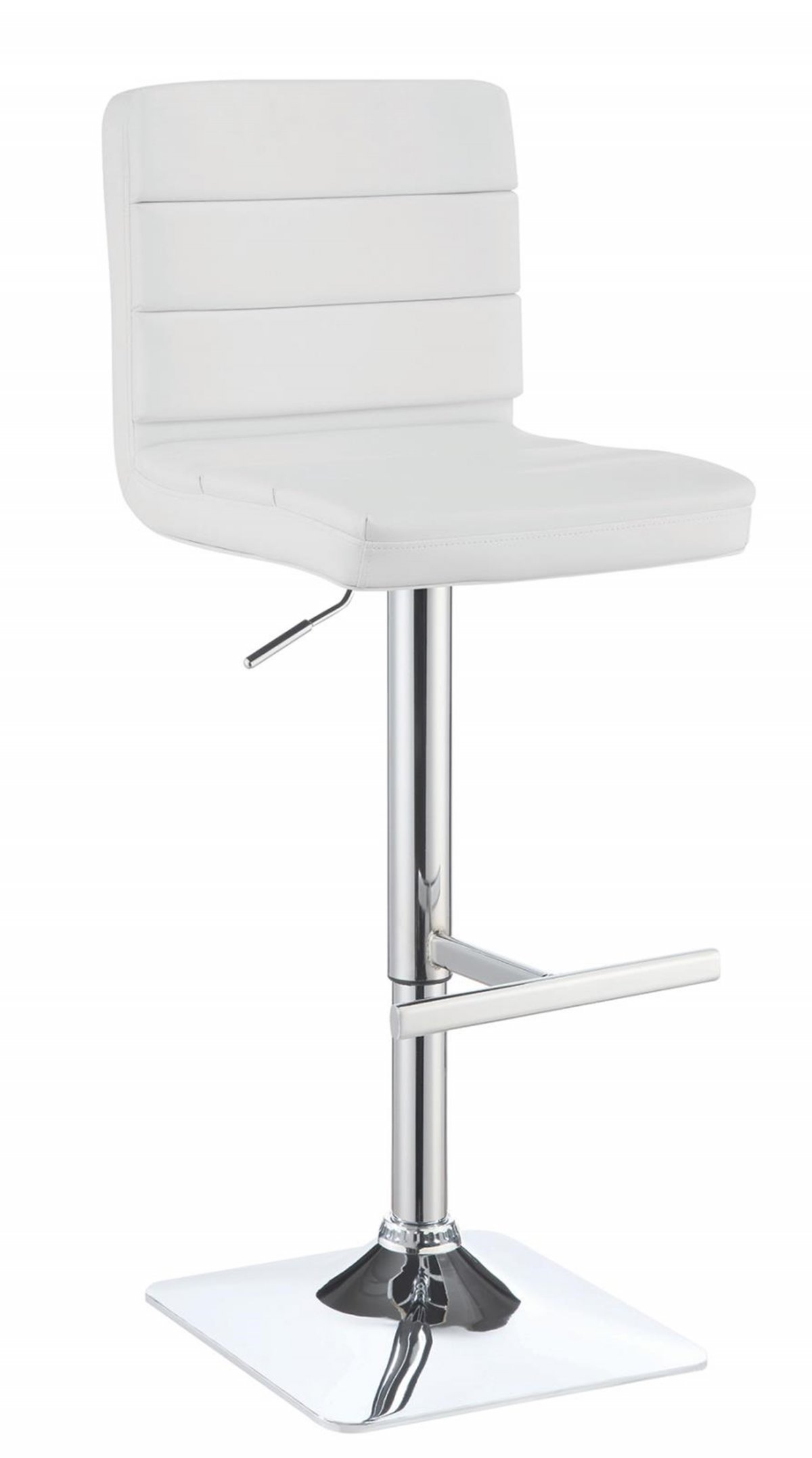 Contemporary Adjustable White Bar Stool with Chrome Finish
