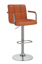 Contemporary Pumpkin and Chrome Adjustable Bar Stool with Arms