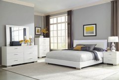 Felicity Glossy White Lighted Queen Bed