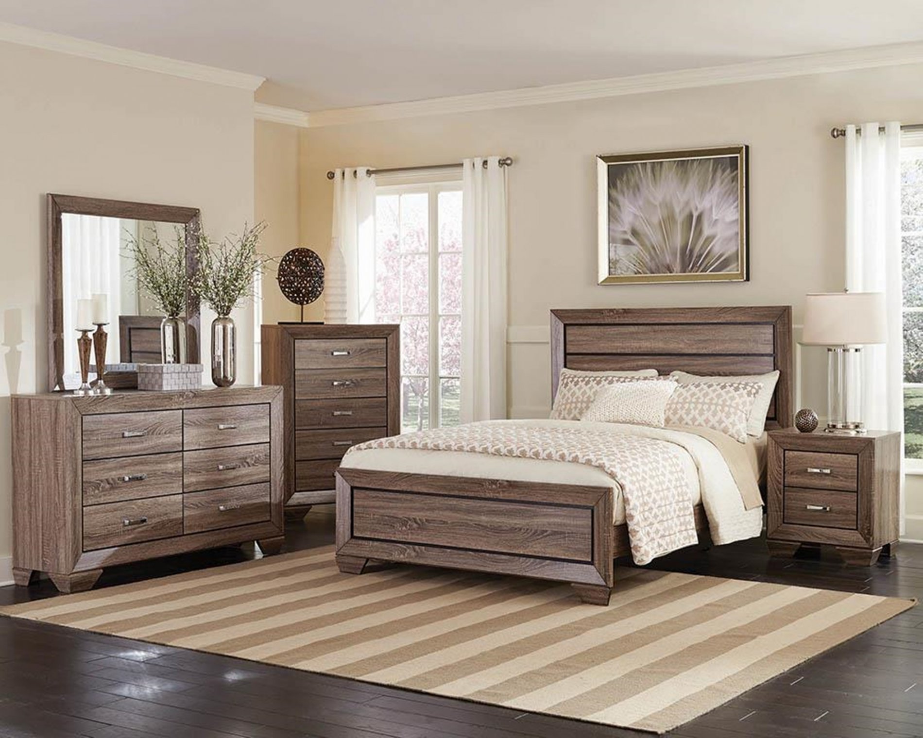 Kauffman Transitional Washed Taupe Cal. King Bed - Click Image to Close