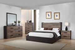 Weathered Oak and Rustic Coffee E. King Bed