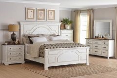 Traditional Vintage White Queen Bed